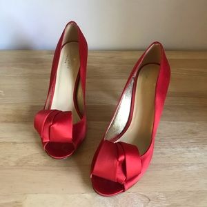 Kate Spade Red Satin Pumps Size 9 - Wedding Heels